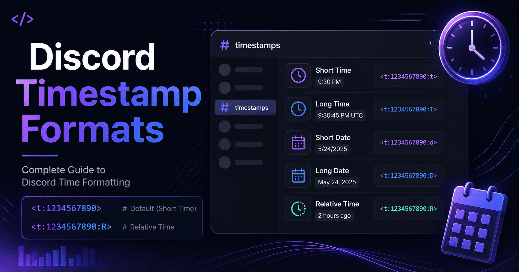 Discord timestamp formats explained